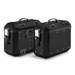 PACK DE 2 MALETAS EN ALUMINIO ACABADO NEGRO, 36 L., CON LA MISMA LLAVE, CONTIENE UN TERCER BOMBÍN CON LA MISMA LLAVE DE LAS DOS MALETAS DLMK36BPACK2